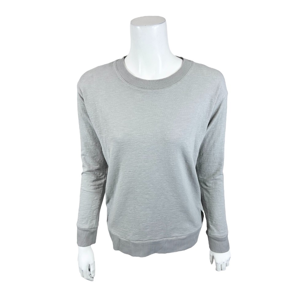 Modern Soul Slub French Terry Sweatshirt with Snap Detail Grey X-Small Size